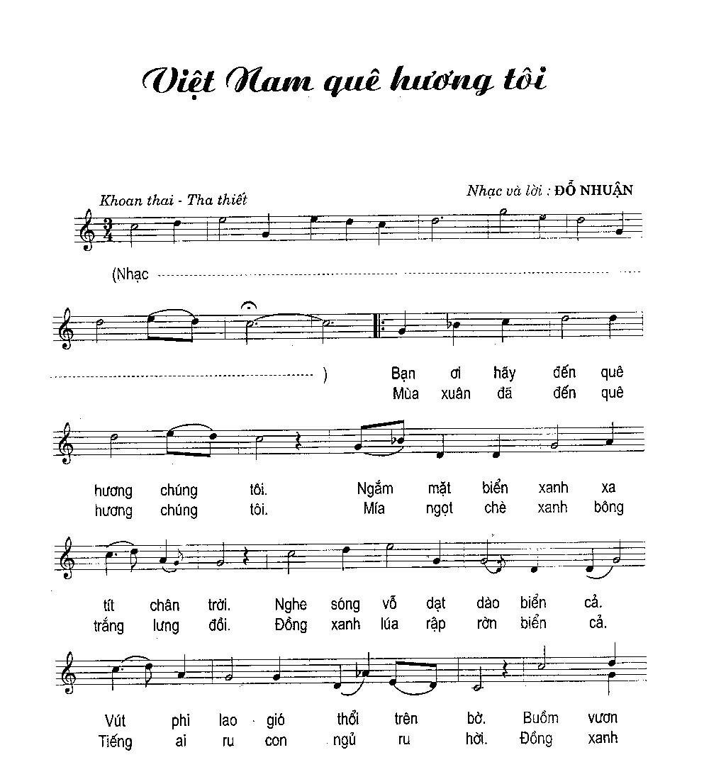 Sheet nhạc Việt Nam Quê Hương Tôi